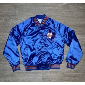 Vintage Texas Rangers Satin Jacket Men's SMALL Blue Chalk Line MLB Embroidered